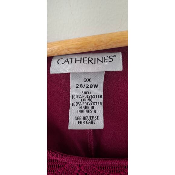 Women's Catherines Purple Knit Eyelet Knit Lined Bell Sleeve Blouse 3X - Picture 3 of 6